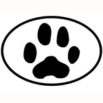Black and White Paw Print Silhouette Vinyl Decal