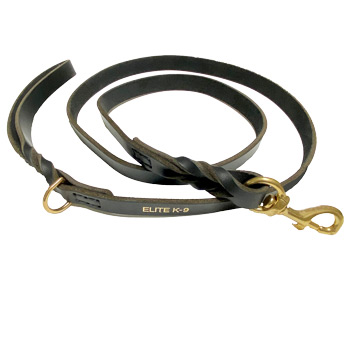 6'  Braided Leather Lead with D ring
