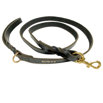 6'  Braided Leather Lead with D ring