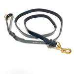 Knotted Black Leather Leash with O-ring