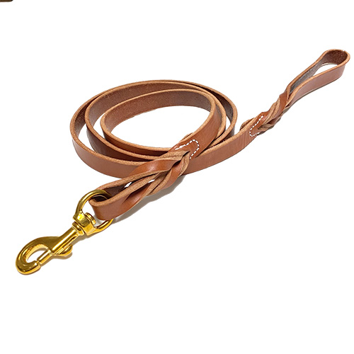 6' Braided Tan Leather Lead