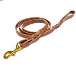 6' Braided Tan Leather Lead
